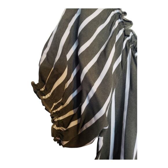 Francesca's Miami Womens Striped Off the Shoulder Crop Top Green Size Large NEW - Picture 4 of 12